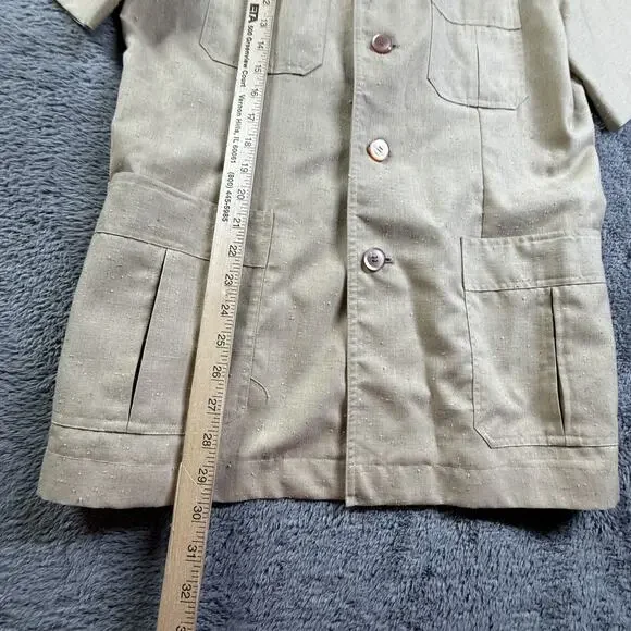 Vintage East Sea Safari Shirt Jacket Mens L Tan Slub Weave 4 Pocket Button Up - Picture 3 of 5